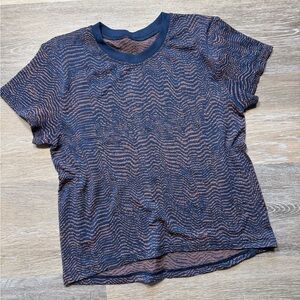 Lululemon Train to Be SS Shirt - Mineral Blue / Orange Soda